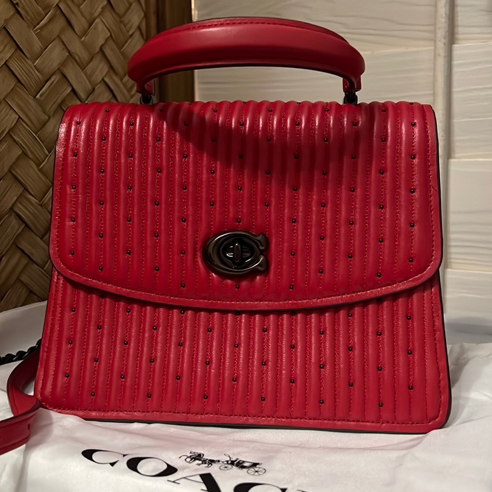 Coach Parker Top Handle Nappa Leather with Quilting and Rivets / Crossbody
